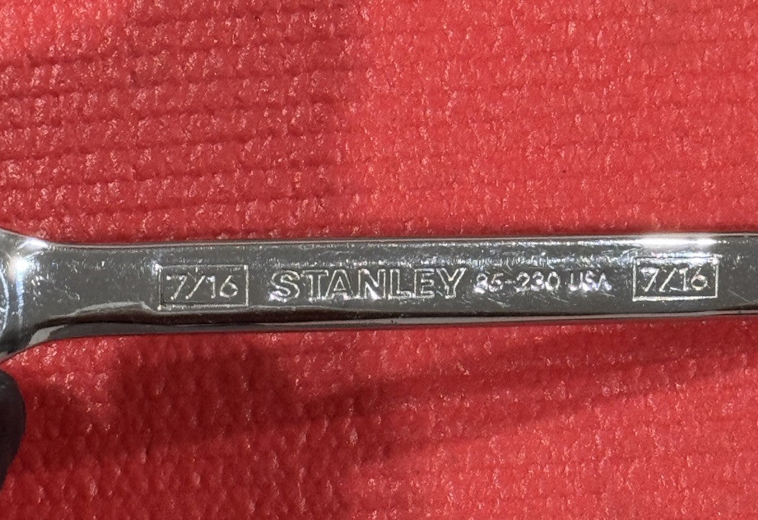 Vintage Stanley Tools 85-230, NEW SAE 7/16" Combination Wrench 12 PT Made in USA