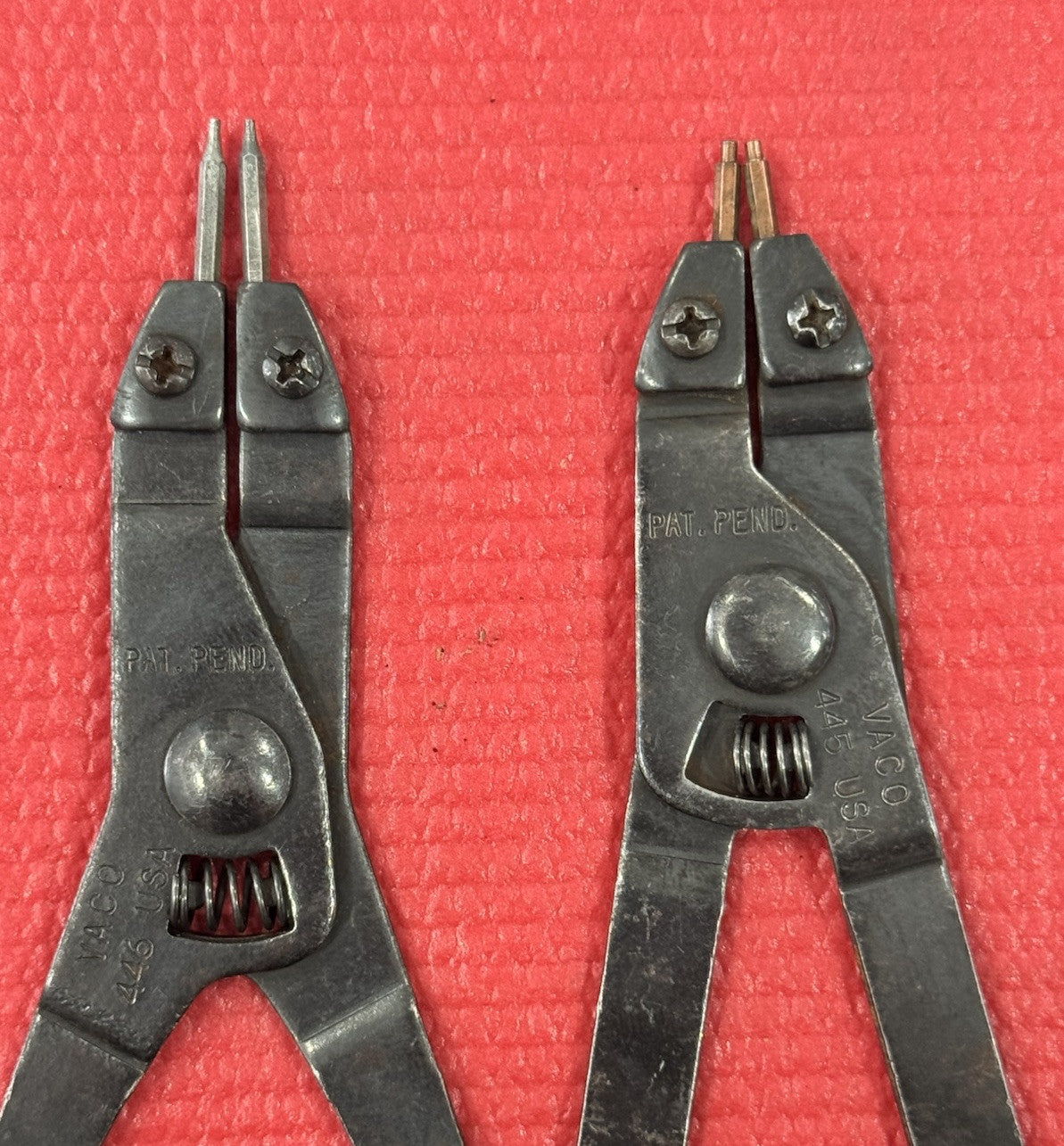 Vintage VACO TOOLS 2 Pc Set No. 445 & 446 Snap Ring Pliers SET MADE IN USA