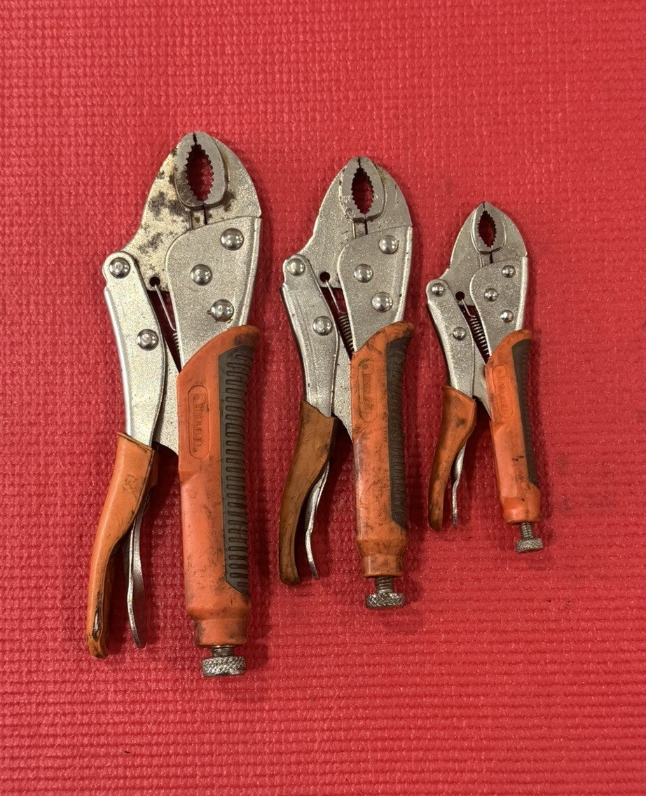 Pittsburgh 3-Piece Set Curved Jaw Locking Pliers Orange Handles